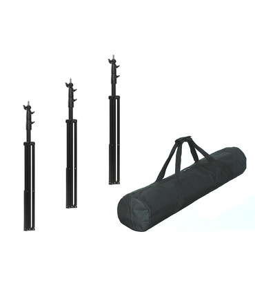 Pack: 3 x Light Stand 280 cm (black) + Transport bag